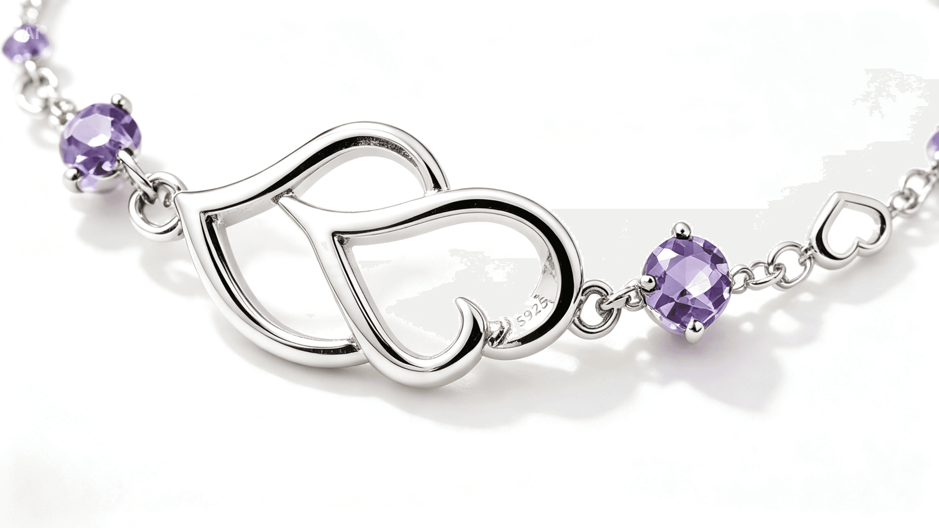 Korean Style Zircon Heart Chain Bracelet for Girls — another view