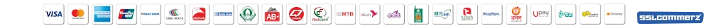Accepted payment methods: Visa, Mastercard, Amex, UnionPay, DBBL Nexus, bKash, Nagad, Rocket, Upay and partner banks, verified by SSLCommerz
